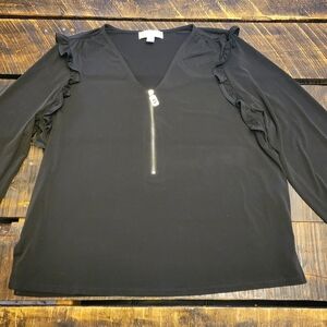 Black Ruffle Sleeve Top